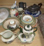 A Doulton willow pattern bread plate and knife, a group of Adams tableware, a Falconware vase and