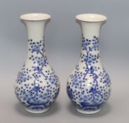 A pair of Chinese blue and white vases height 30cm