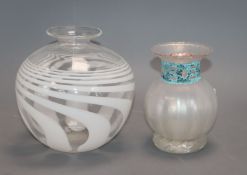 Anthony Stern. Two glass vases height 14cm