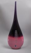 Lestyn Davies. A 2002 three colour cased glass 'teardrop' vase height 60cm