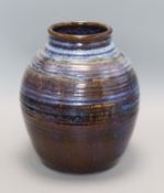 Gill Meadows. A flambe studio stoneware globular vase height 30cm
