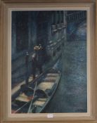 J. Baron, oil on board, Venetian canal scene, signed, 60 x 44cm