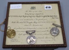 Sergeant Major Langford, South Midland Division WWI M.S.M. trio and dispatch certificate dated 7th