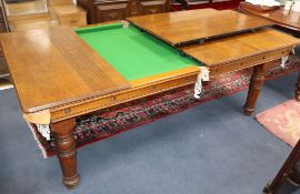 A Riley oak snooker/dining table L.195cm