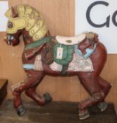 A Tang style painted wood horse W.75cm