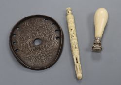 A Sarajevo 1900 Conflict engraved hilt, wax seal and Stanhope viewer