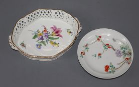 A Chinese famille rose saucer and a Nymphenburg basket