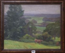 Studio of Dorothy King, oil on canvas, Cattle in a landscape 40 x 50cm