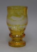 A Bohemian amber flash cut beaker height 16cm