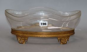 An Austro-Hungarian ormolu mounted glass bowl, on gilt metal base length 32cm