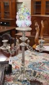 A Victorian silver-plated floral encrusted candelabra centrepiece overall height 74cm