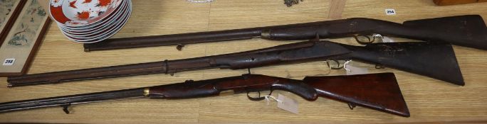 Three 19th century percussion cap single barrel rifles