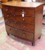 A Victorian mahogany bow front chest W.102cm