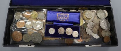 Assorted coins including Maundy and minor medals