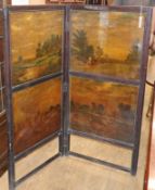 A painted two fold screen W.122cm