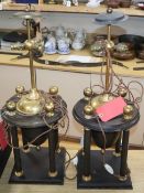 A pair of bronze and ormolu cupola lamps