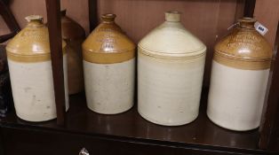 Five pottery flagons Tenterden (2), Ashford, Lindfield and Chatham