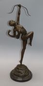 An Art Deco style bronze figure of a huntress height 49cm