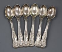 A matched set of six George IV silver Kings pattern egg spoons, two makers including the Eleys,