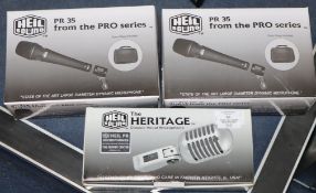 Three Heil sound microphones ( 2 x PR35 and 1 Heritage vocal mic)