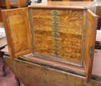 A Victorian pollard oak eight drawer cutlery cabinet H.50cm