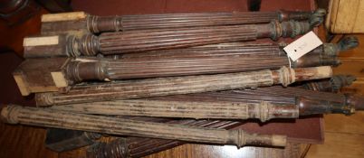 Three sets of four fluted mahogany table legs