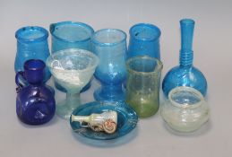 A group of thirteen Roman style glass vessels