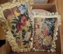 Six needlepoint and machine tapestry cushions