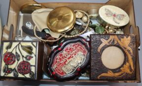 A mixed quantity of costume jewellery etc. including a chinoiserie sovereign case.