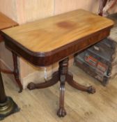 A Regency mahogany tea table W.91cm