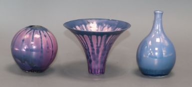 Judith Fisher. Three lustre studio vessels tallest 12cm