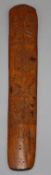 An 18th century treen stay busk dated '1770' and initialled 'SL' length 30cm