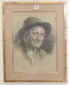Constant Simon, coloured chalk, Portrait of an Italian man, signed and dated '26, 45 x 33cm