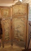 A 19th century French three fold screen W.166cm