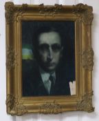 An oil on board portrait of Eamon de Valera, 41 x 30.5cm. inscribed verso 'The Long Man' and with