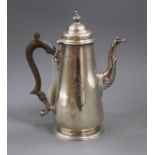 A Victorian silver coffee pot, Roskell, Roskell & Hunt, London, 1883, height 22cm, 15.5 oz.