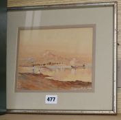 A watercolour of Sagaing Hill, Burma, indistinctly signed and dated '45, 16 x 20cm