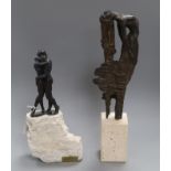 Josep Bofill (Spanish b. 1942), two cast resin limited edition sculptures, brown patination, one