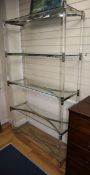 A lucite and steel etagere in the style of Amparo Calderon Tapia W.115cm