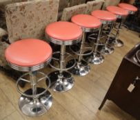 A set of six American diner style bar stools