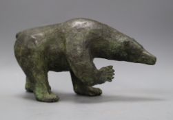 Rene Rovellotti (French b. 1941), Standing Bear, bronze, signed and numbered 3/8, L 31cm