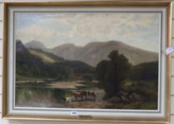 Victorian School, oil on canvas, Beaver Bridge on the River Conway, indistinctly signed and dated