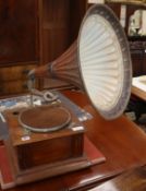 A 1930's oak cased gramophone