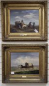 C* Renoir (19th century), Peasants in a covered wagon in a landscape, signed, oil on canvas and