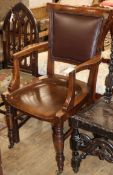 A Victorian oak desk chair