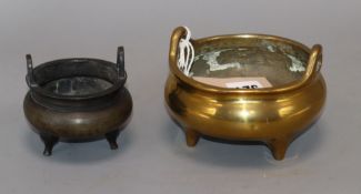 Two Chinese bronze tripod censers