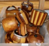 A group of banded wood wares