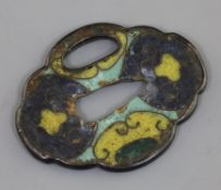A Japanese cloisonne enamel Tsuba, Edo period