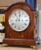 A mahogany and marquetry twin fusee bracket clock