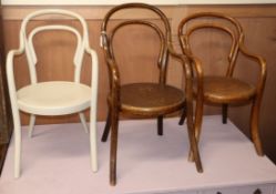 A Thonet bentwood child's chair and two others